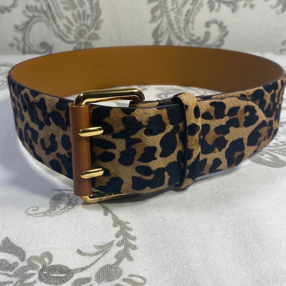 Lauren Ralph Lauren Leopard print double prong belt